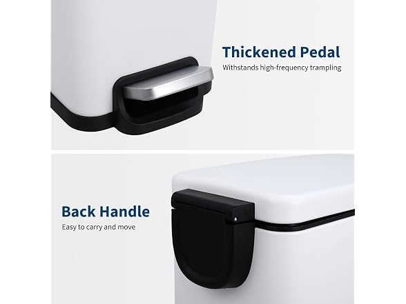 MOVECOM 12 Gal Step-On Trash Can White