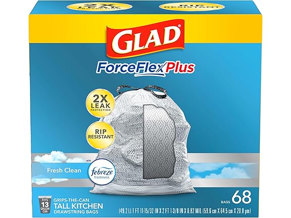 Glad Food Storage Glad ForceFlexPlus Tall Kitchen Dra