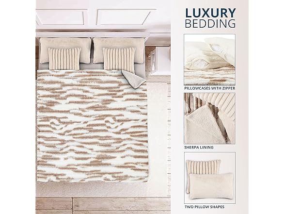 Faux Fur Throw Blanket & Pillow Set