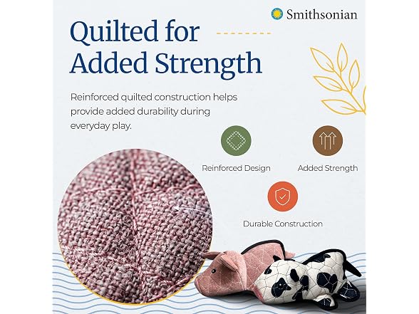 Smithsonian Quilted Safari Dog Toy 2-Pack