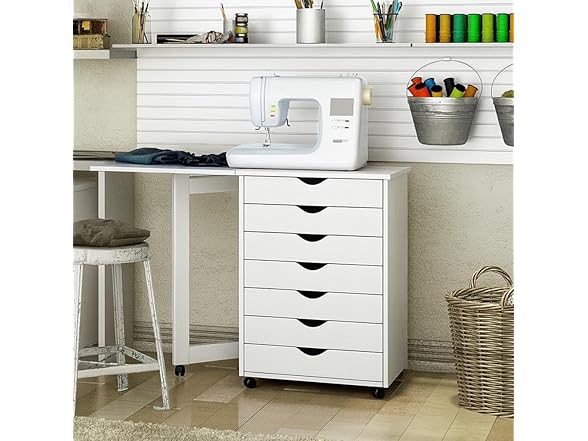 Jela USA 7 Drawer Gate Leg Roll Cart