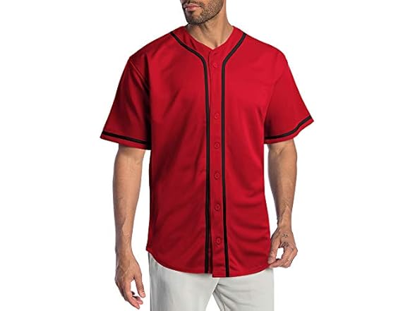 Mens Baseball Jersey Stripe Button Down