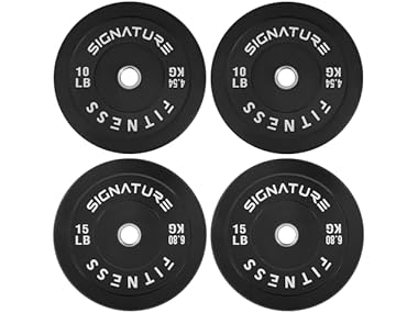 $39.99, Was $49.99, 20% Off! Signature Fitness Fitvids Olympic Weight Plates - 50lbs Set dealfomo