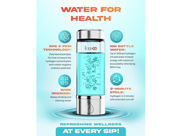 JONSOO Portable Hydrogen Water Bottle
