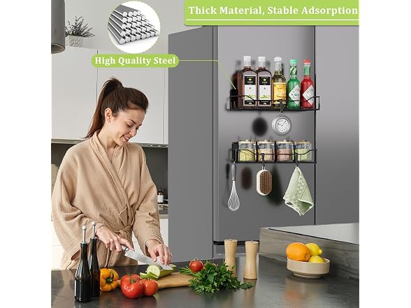 IYEBAU Magnetic Spice Rack 2 Pack (Black)