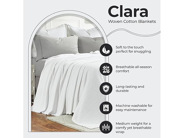 Superior Clara Cotton Blanket White