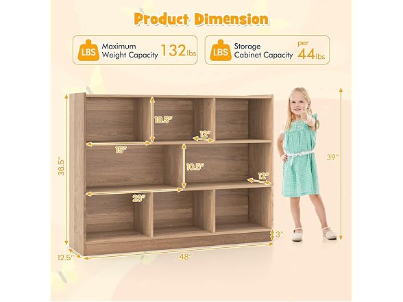 HOMGX Kids Montessori Shelf, 8-Cube Wooden Organizer