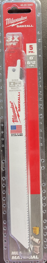 Milwaukee 48-00-5093 5 Pk 8inch Recip Blades - Gallery 2