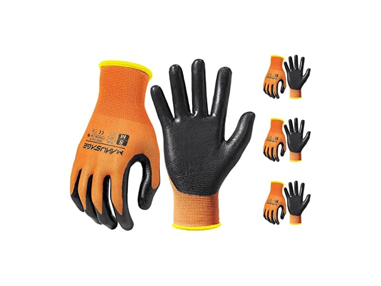 Manusage Safety Work Gloves, Orange 3pk XXL
