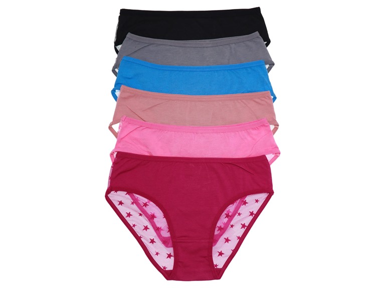 Angelina G6778_ASST_6_UM Medium (4-6) Angelina Cotton Bikini Panties with Star Mesh Back (6-Pack) Assorted (6 Pack)