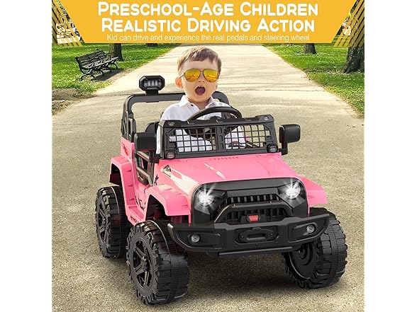 Hetoy 12V Kids Electric Vehicles Ride On Truck Car(Pink)