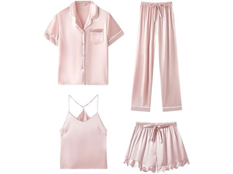 4 PC Women's Silky Pajama Sleepwear Set