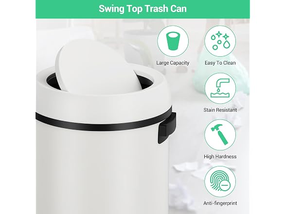 PrecisionAuto 17 Gallon/65L Stainless Steel Swing Top Trash Can