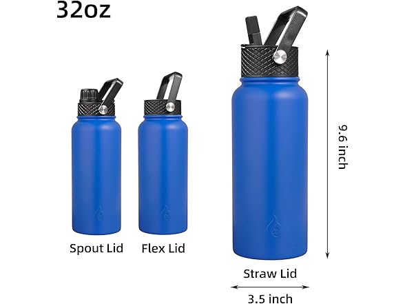 BJPKPK 32oz Insulated Water Bottle with Straw Lid