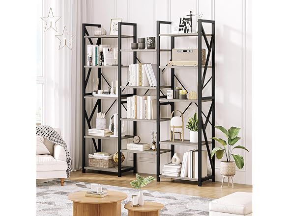 GAOMON 71" Triple Wide 5-Tier Bookshelf