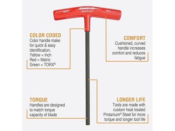 Bondhus 13389 Set of 8 Hex T-handles sizes 2-10mm