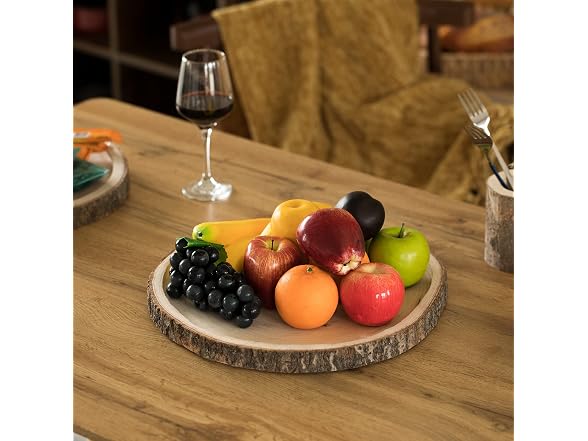 Natural Wooden Bark Round Slice 16 inch Tray