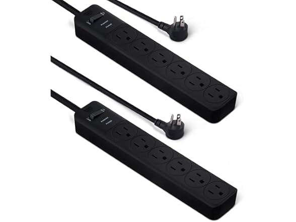 (2 PACK) AmazonBasics 6-Outlet 2FT Surge Protector Power Strip