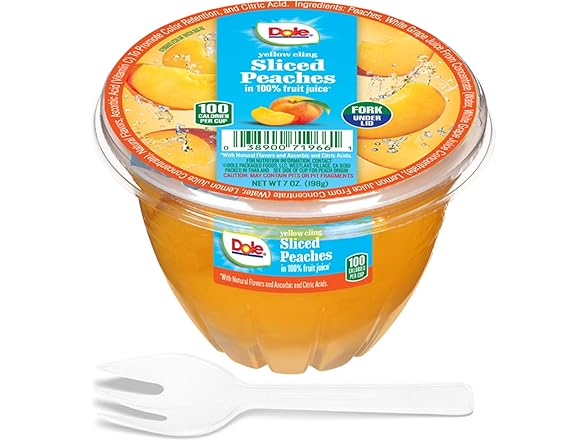 12PK Dole Fruit Bowls Diced Peaches in 100% Juice