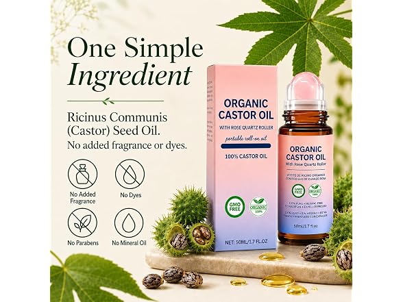 Castor Oil Roll On, Cold Pressed Beauty