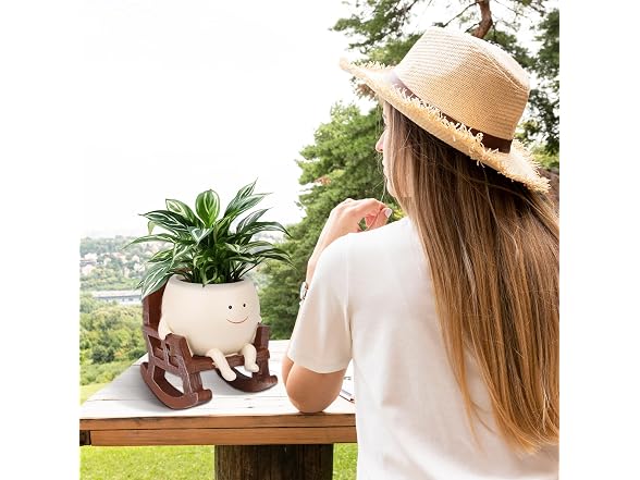 Boomluck GAR-57 Rocking Chair Flower Pot Planter