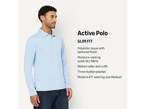 Amazon Essentials Men Slim Long Sleeve Quick Shirt