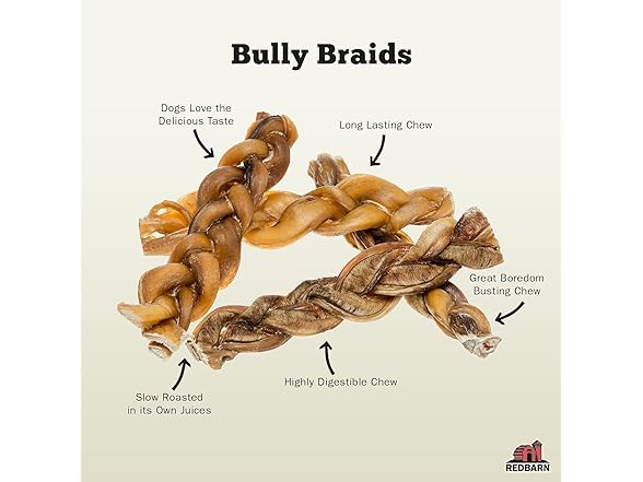 Redbarn Odor Free 7" Braided Bully Stick