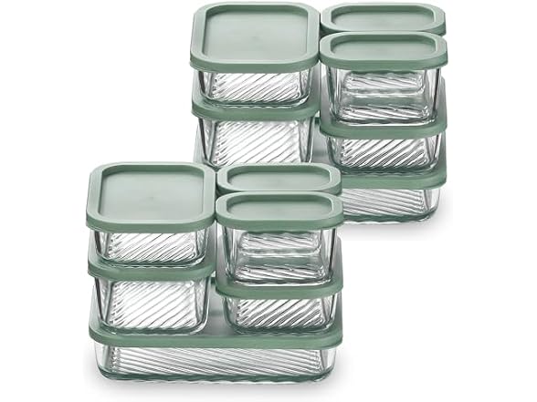 EATEX 12 Pack Glass Meal Prep Containers Sage