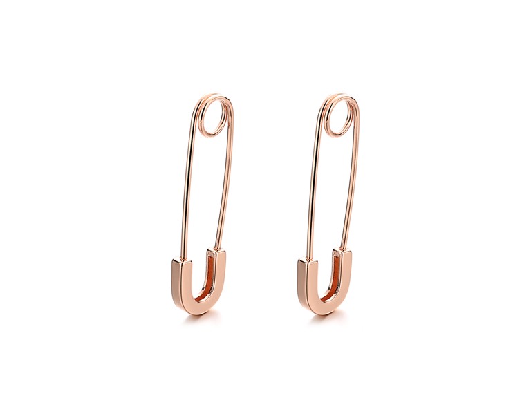 IGT-DAAS-DEBS5867-R 14K Gold Plated Safety Pin Earrings Rose Gold