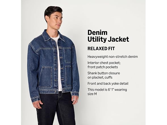 Amazon Essentials Men's Rigid Denim Utility Jacket