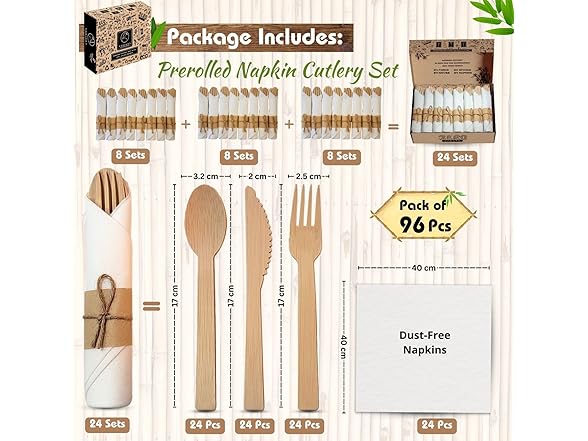 KOELHO'S Bamboo Cutlery Set 24