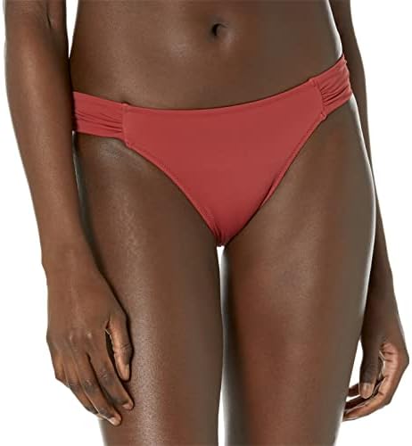 Amazon Essentials Women's Side Tab Bikini Swimsuit Bottom, Brick Red, Medium