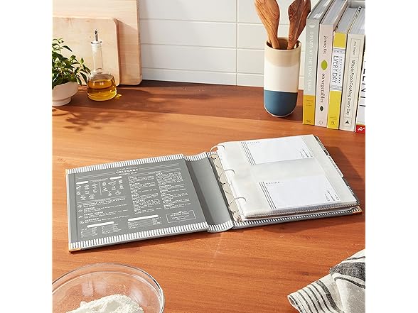 C.R. Gibson Gray Leatherette Lined Recipe Notebook, 11'' x 12''