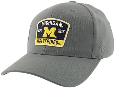 ZHATS Men's Standard NCAA Officially Licensed Fitted Hat ZH Patch Switchback Gray, Grey, Large