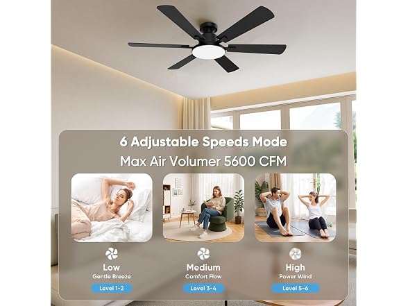 Eterfun 52in Ceiling Fan with Light & Remote