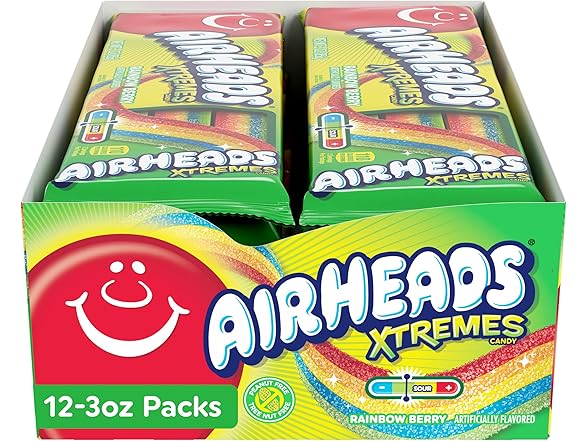 Airheads Airheads Xtremes Rainbow Berry, 3oz, 12pk