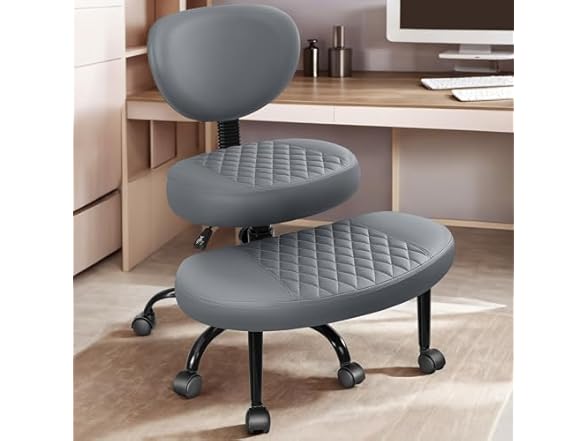 AtHope Ergonomic Cross Legged Office Chair with Wheels - Adjustable Height for Meditation, ADHD Desk & Yoga - Wide Criss Cross Design with Lumbar Support, Kneeling Chair - Dark Gray (Open Box)