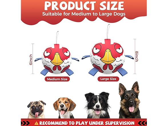 QDAN Chicken Dog Toys Soccer Ball with Straps