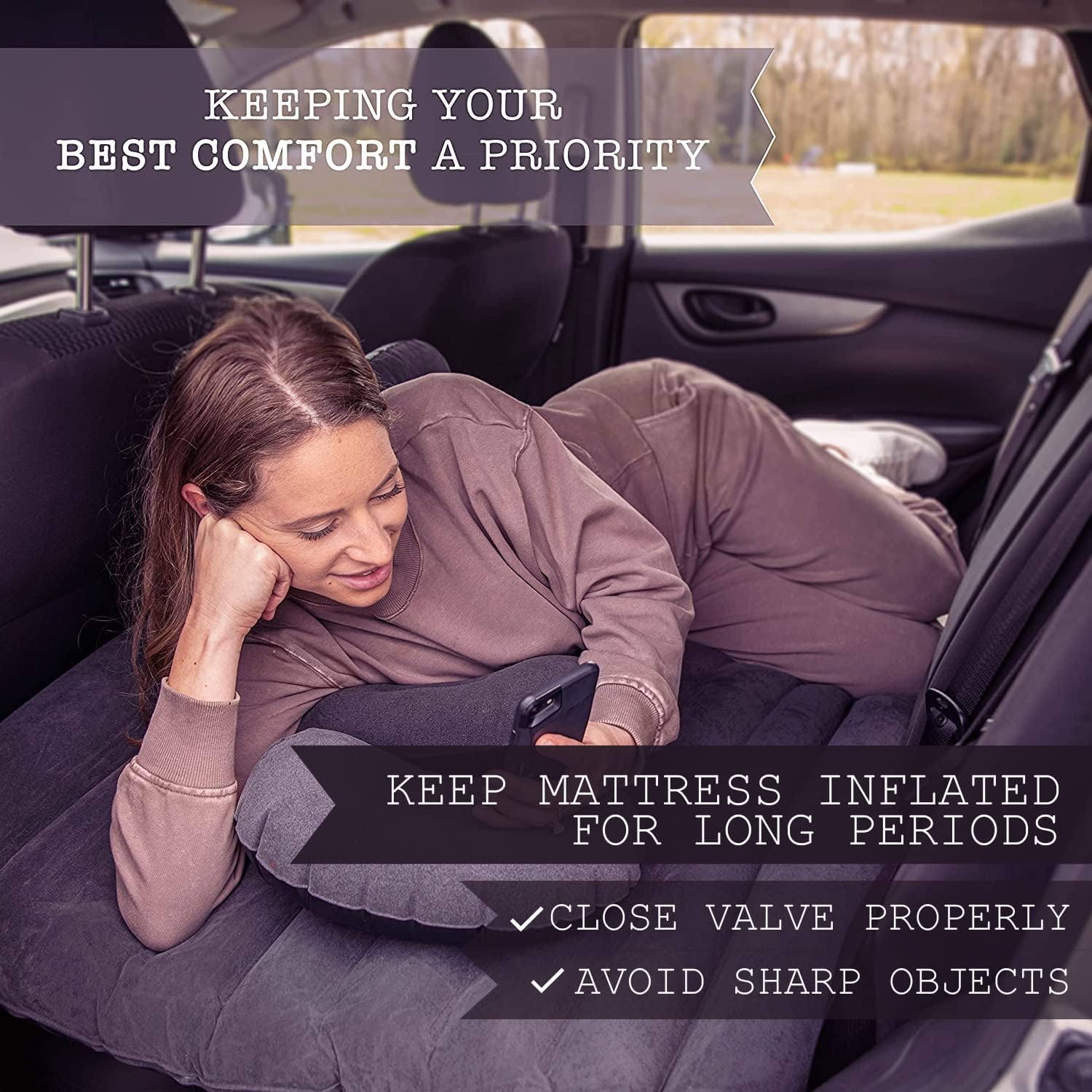 Zone Tech Car Travel Air Mattress Back Seat- Kit - Gallery 14