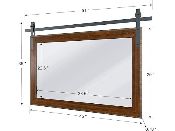 LOVMOR Farmhouse Bathroom Mirror, 51"x35"