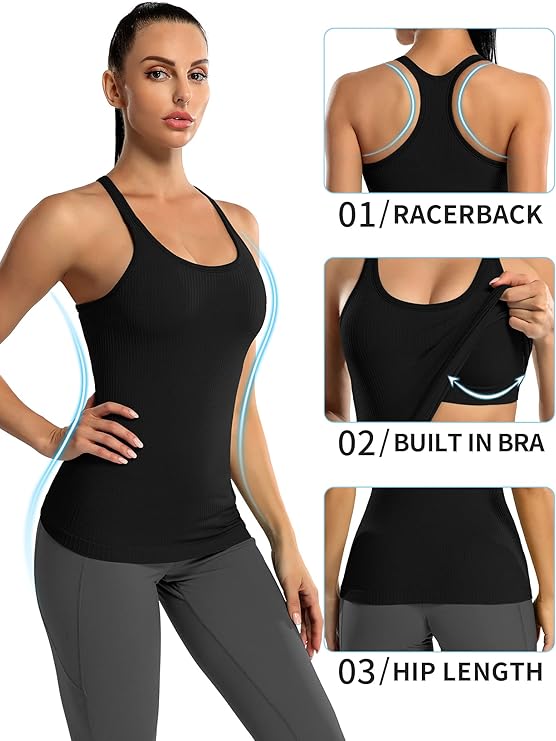 Women's Yoga Tank Top With Built-in Bra - Gallery 11