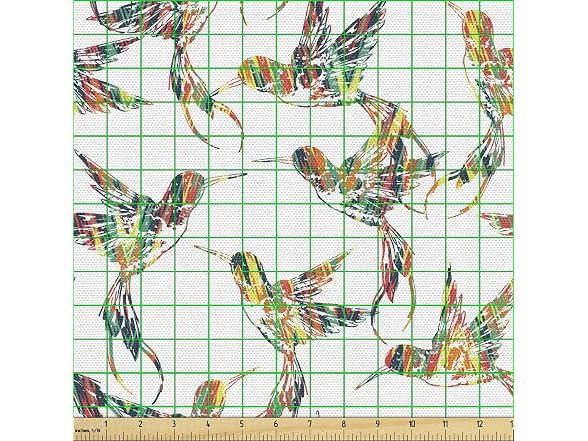 Lunarable Hummingbirds Fabric by The Yard