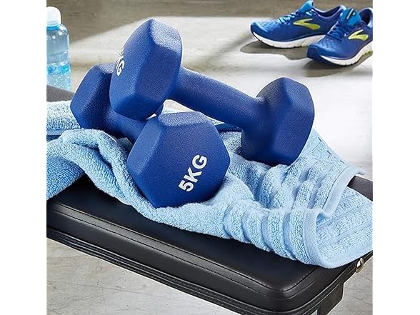 Amazon Basics Neoprene Dumbbell Pair, 10 kg, Blue