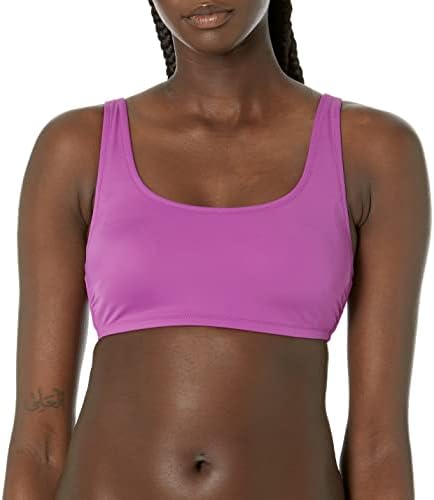 Amazon Essentials Women's Scoop Neck Swim Crop Top, Violet, X-Small