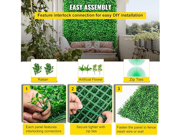 Artificial Boxwood Panels, 20 PCS 20\"x20\"