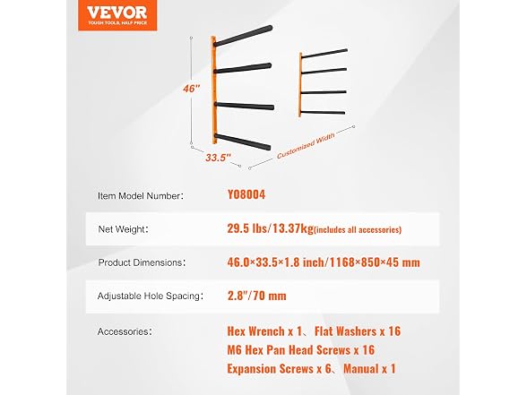 VEVOR Wall Kayak Storage Rack