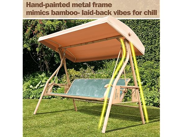 ZZW 8005 Textilene Patio Swing Bamboo-style Frame Green