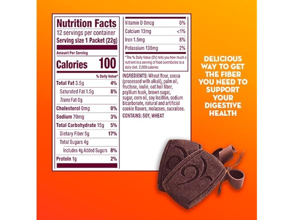 Metamucil Fiber Thins, Psyllium Husk Fiber Supplement, Digestive Health Support and Satisfy Hunger, Chocolate Flavored, 12 Servings - Gallery 9