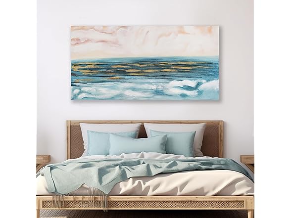 AERART Canvas Wall Art Blue Gold Coast