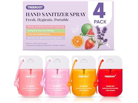 Treeroot Alcohol Free Hand Sanitizer Spray 4 Pack